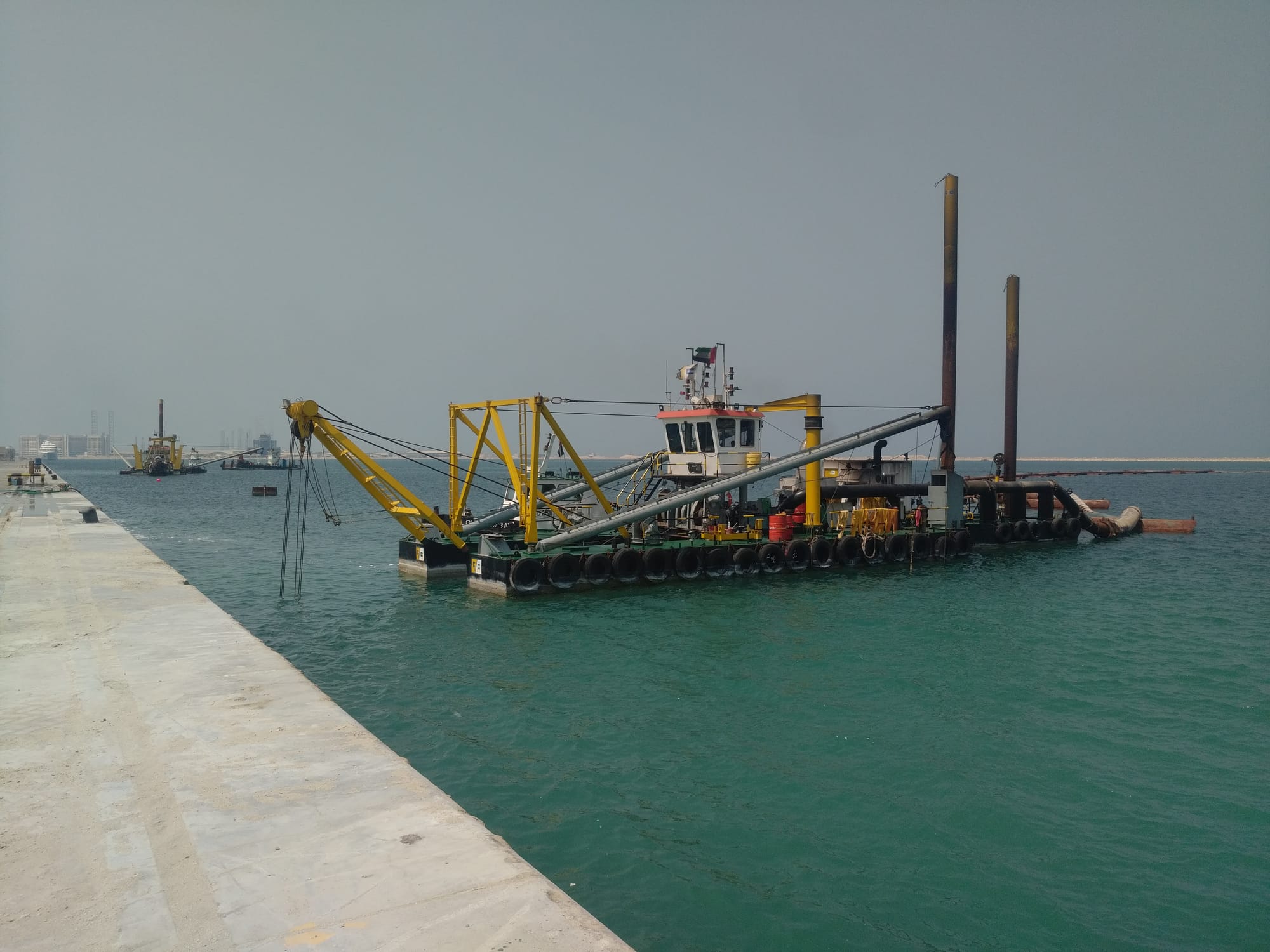 Aerial view of the Hamriyah Bay working at Mussanah.