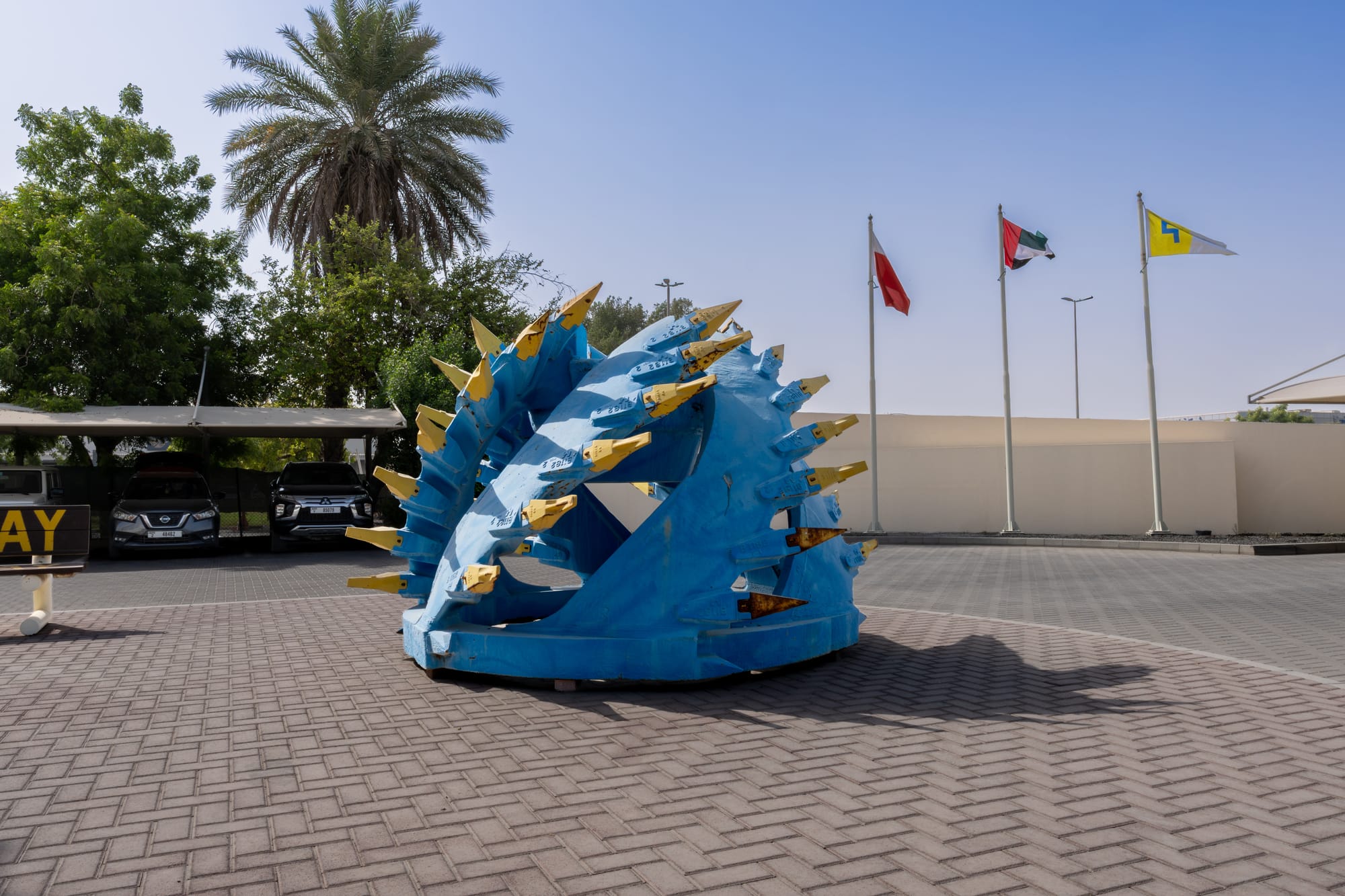 A Gulf Cobla cutter head displayed at the head office entrance.